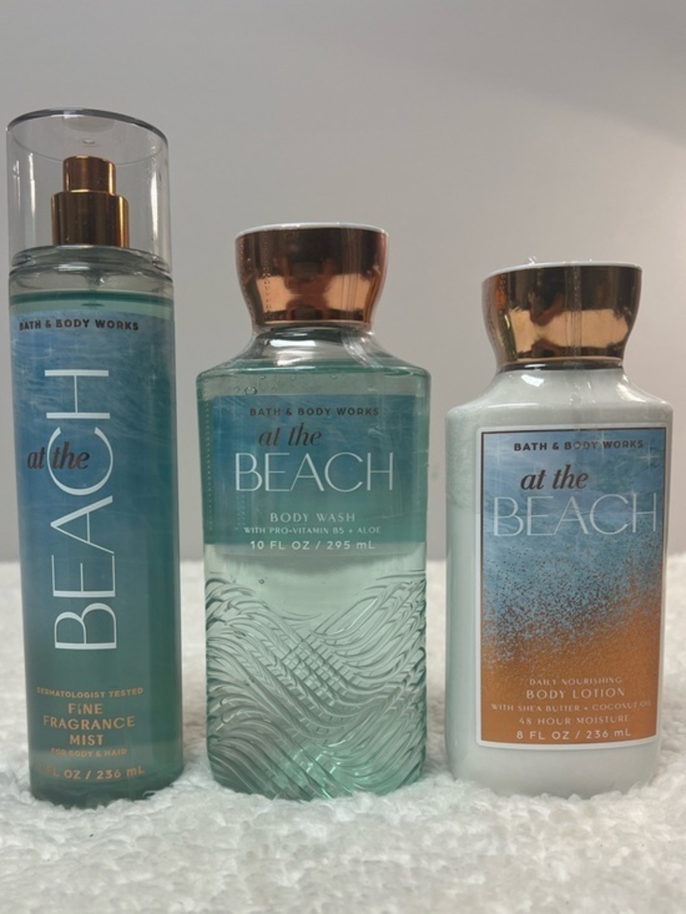 Bath & Body Works "At the Beach" Fragrance Mist, Body Wash, Lotion Gift Bundle